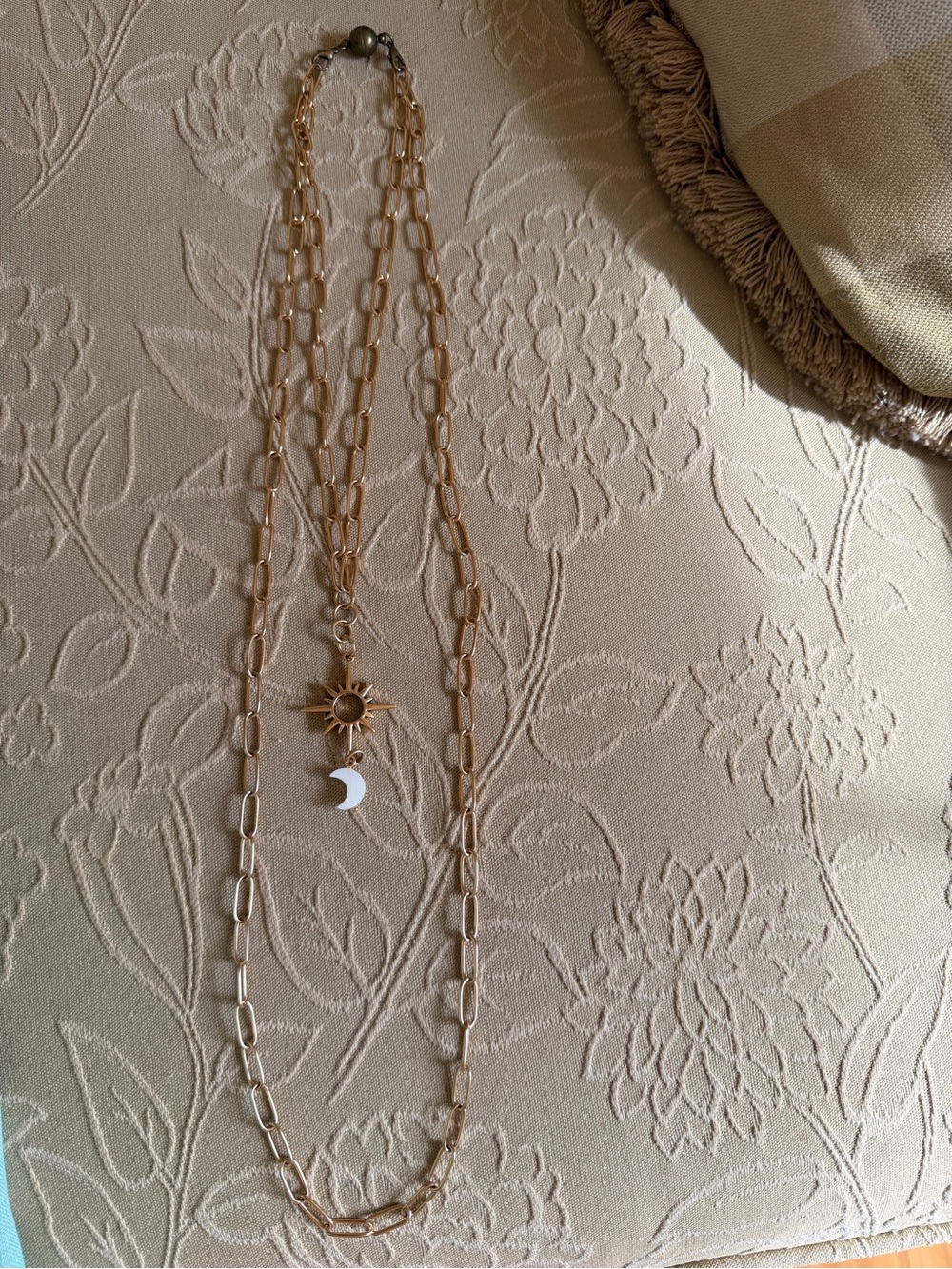 Katia Designs Gold Sun Pendant Necklace with White Crescent Moon Charm - Picture 6 of 6